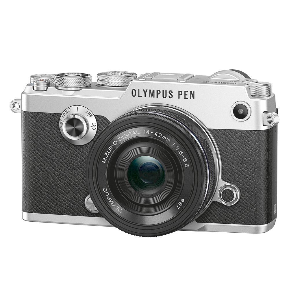Olympus PEN-F zilver + 14-42mm Pancake EZ zwart