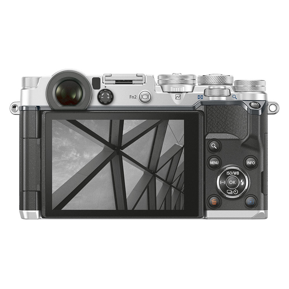 Olympus PEN-F zilver + 14-42mm Pancake EZ zwart