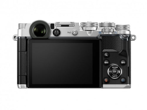Olympus PEN-F zilver + 14-42mm Pancake EZ zwart