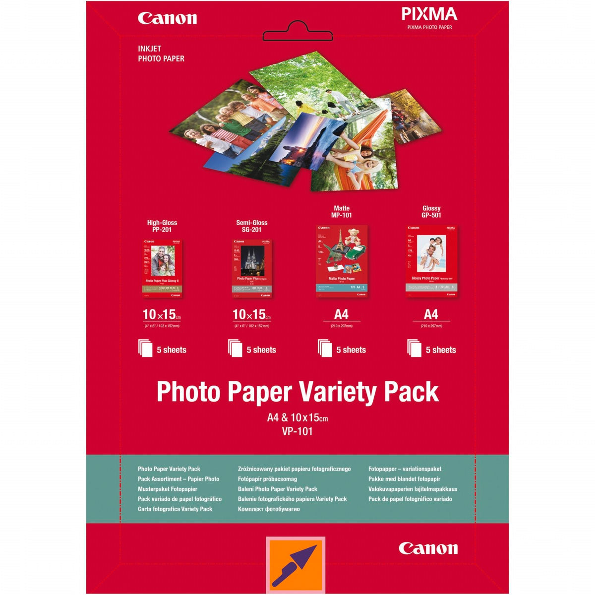 Canon VP-101 Carta fotografica Variety Pack A4 e 10x15cm 4x5 fogli