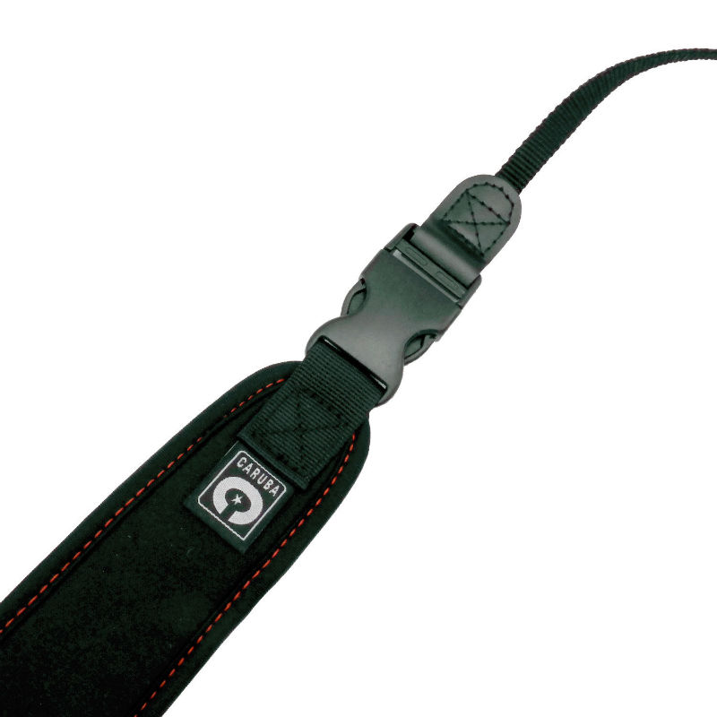 Cinghia da collo per fotocamera Caruba - comfort + sgancio rapido (nero+rosso)