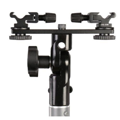 Falcon Eyes Staffa a doppio montaggio inclinabile + 2 slitte per flash CLD-14A