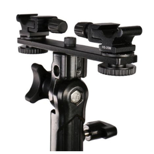 Falcon Eyes Staffa a doppio montaggio inclinabile + 2 slitte per flash CLD-14A