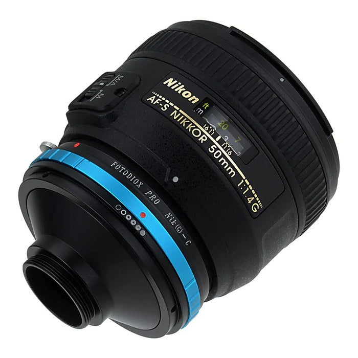 Fotodiox Pro Lens Adapter Nikon F Mount G-Type D/SLR Lens to C-Mount (1" Screw Mount) Cine & CCTV (with Built-In Aperture Control Dial) (NikG-C-Pro)