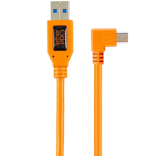 Tether Tools TetherPro Adattatore da USB 2.0 a Mini-B 5 pin ad angolo retto "Pigtail", 20 "(50 cm), High-Visibilty Arancione