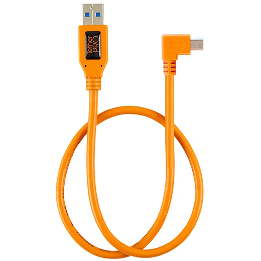 Tether Tools TetherPro Adattatore da USB 2.0 a Mini-B 5 pin ad angolo retto "Pigtail", 20 "(50 cm), High-Visibilty Arancione