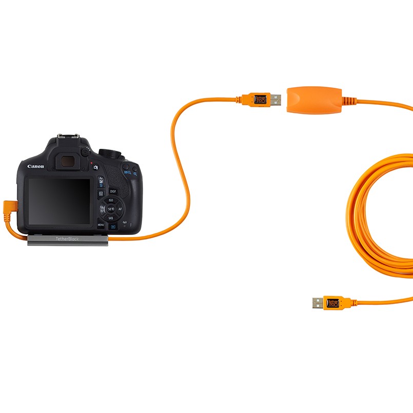 Tether Tools TetherPro Adattatore da USB 2.0 a Mini-B 5 pin ad angolo retto "Pigtail", 20 "(50 cm), High-Visibilty Arancione