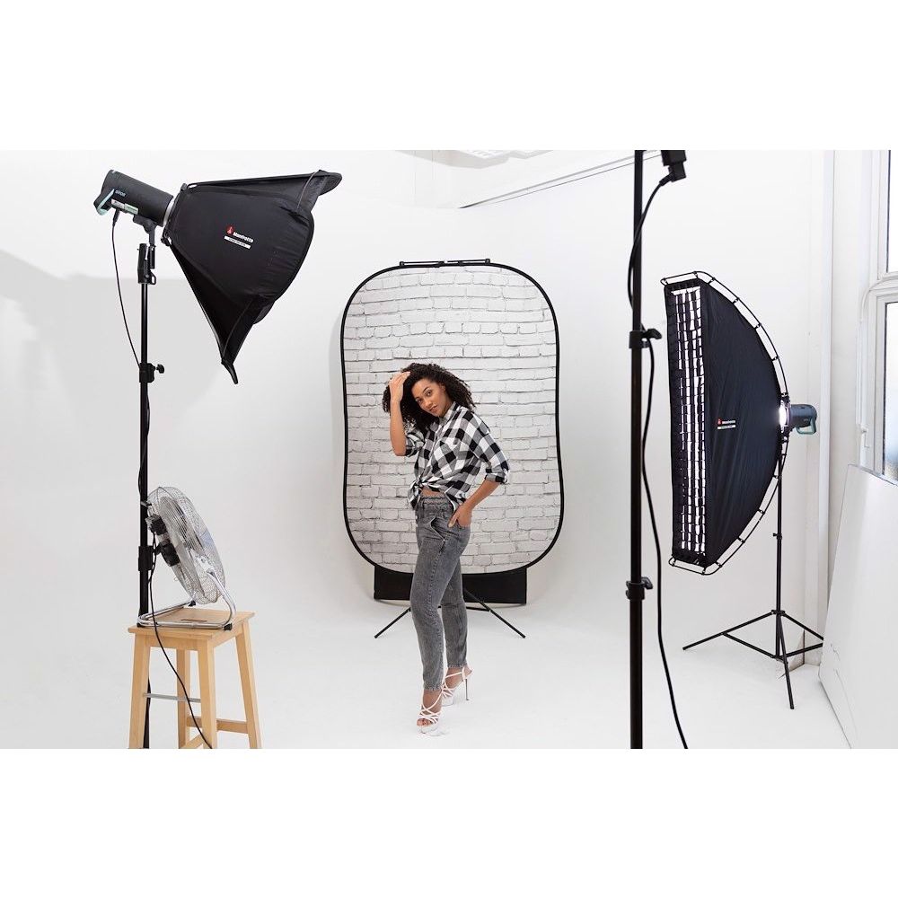 Manfrotto Urban collapsible backdrop 1.5x2.1m painted white/industrial grey brick