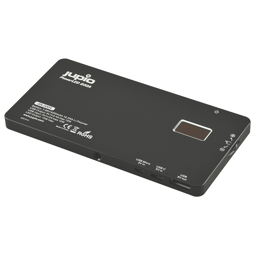 Jupio PowerLED 200 con Powerbank Aluminium Integrato