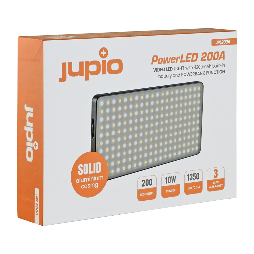 Jupio PowerLED 200 con Powerbank Aluminium Integrato