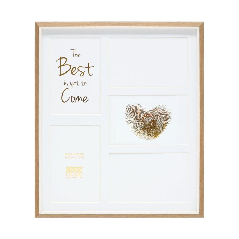 Portafoto multiplo Deknudt color legno con profilo bianco e passepartout per 5 foto 10x15 S46WG4