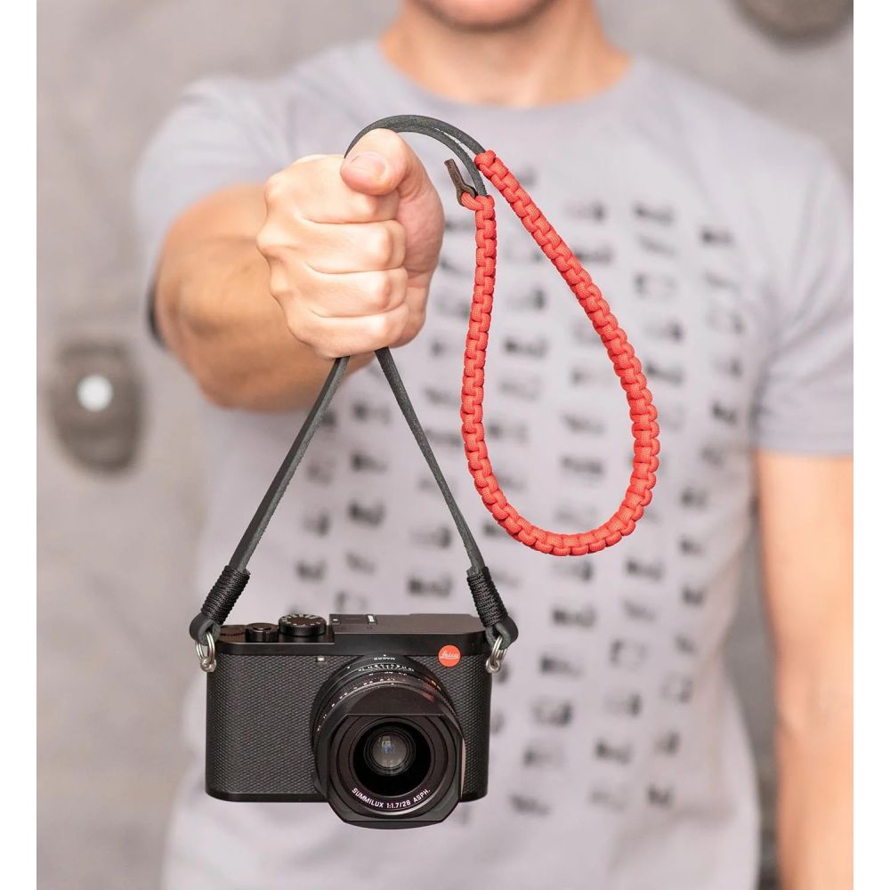 Cinturino Leica 18897 Paracord creato da COOPH nero/rosso 100cm