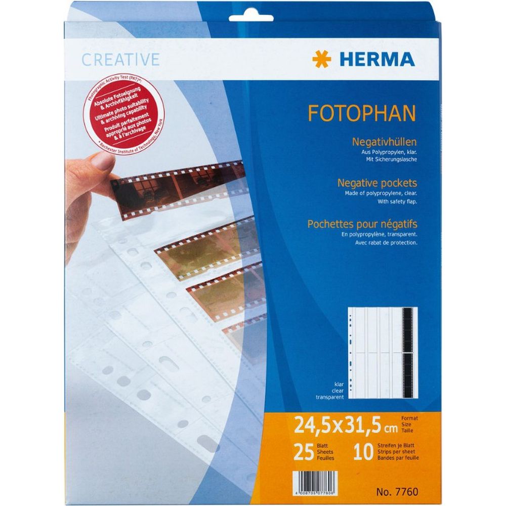 Negative Slipcovers clear, transparent, for 10 x 4 Negatives, 25 pcs