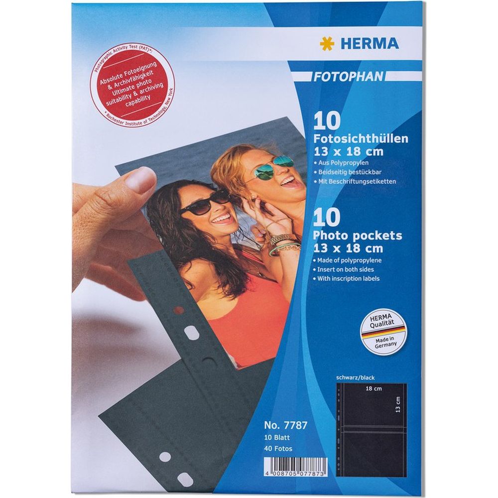 Herma maniche trasparenti nere 13x18 orizzontale 10 pz.