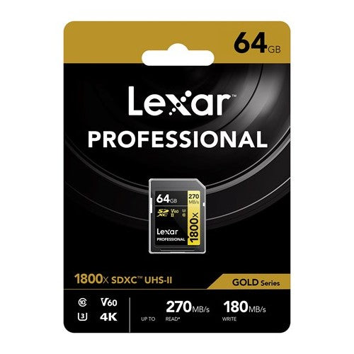 Lexar Professional SDXC 64GB BL 1800x UHS-II V60 gold