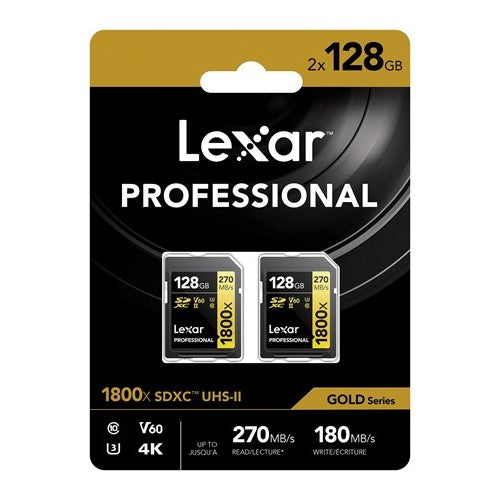 Lexar Professional SDXC 128GB BL 1800x UHS-II V60 Gold 2-Pack