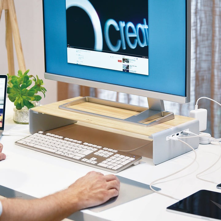 j5create Wood Monitor Supporto con Docking Station