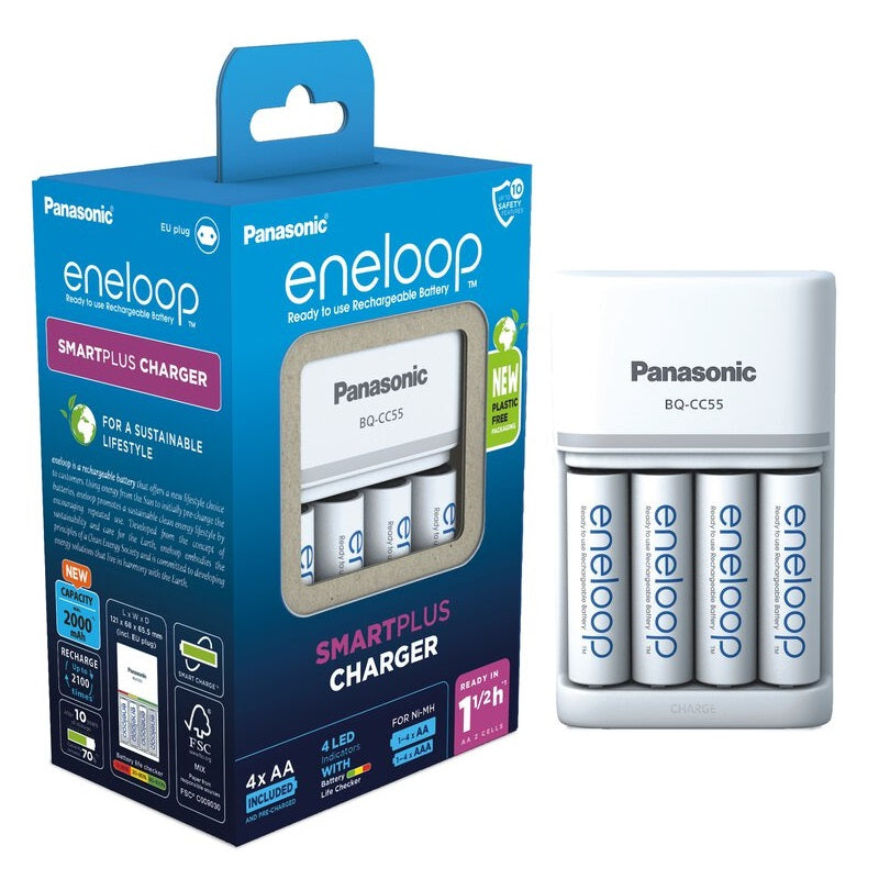 Panasonic Eneloop Charger CC55 + 4x AA 2000mAh