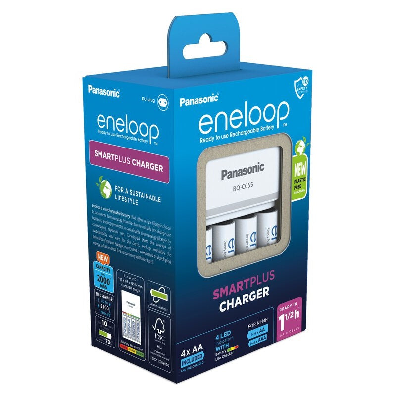 Panasonic Eneloop Charger CC55 + 4x AA 2000mAh