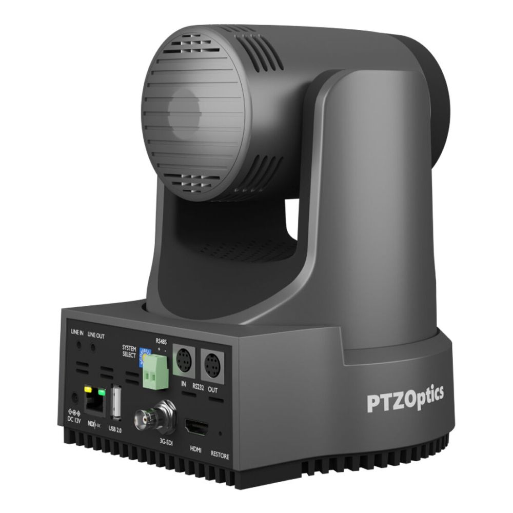 PTZOptics Move 4K, una telecamera PTZ di terza generazione, zoom ottico 12x grigio