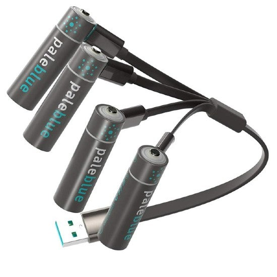 Pale Blue 4x AAA Lithium 1.5V Rechargeable Battery with USB-C