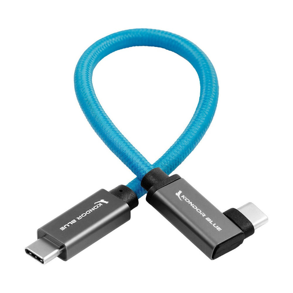 Kondor Blue USB C to USB C High Speed Cable per SSD Recording - Right Angle (12")