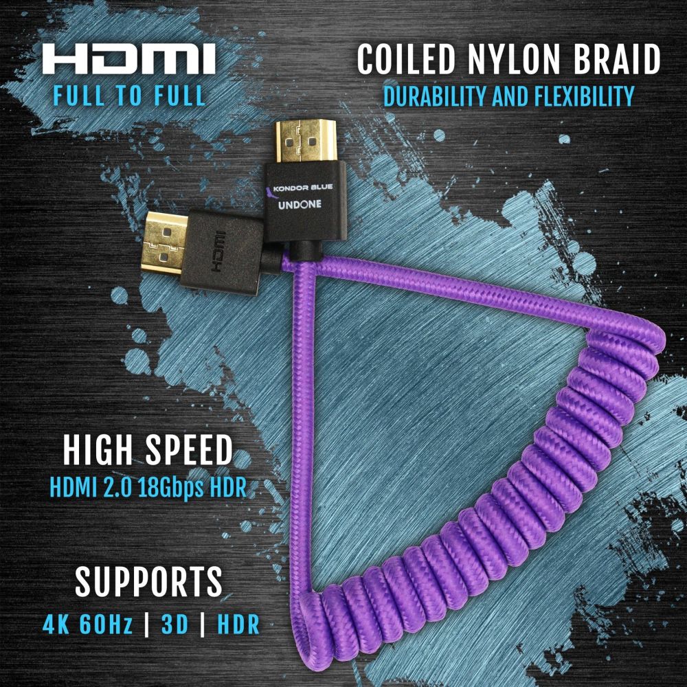Kondor Blue Gerald Undone MK2 Cavo HDMI completo 12"-24" a spirale (Viola)
