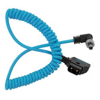Kondor Blue coiled D-Tap to lock DC 2.1mm angled cable (Atomos Ninja/Shogun)