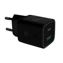 Celly Black Label Wall Charger USB-C + USB Port, 20W