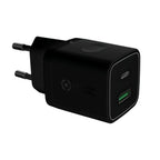 Celly Black Label Wall Charger USB-C + USB Port, 20W