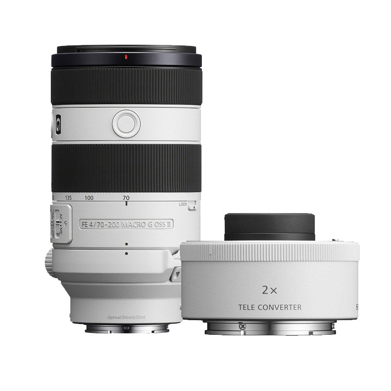 Sony FE 70-200mm f/4.0 G OSS II + Sony E-Attacco 2.0x Teleconvertitore