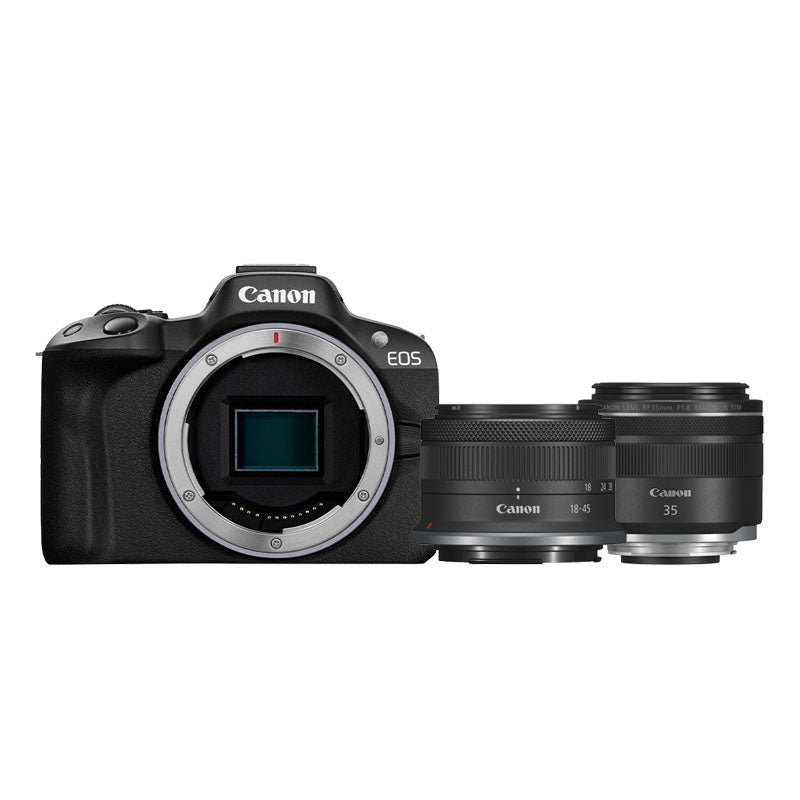 Canon EOS R50 + RF-S 18-45mm f/4.5-6.3 IS STM + RF 35mm f/1.8 IS Macro STM