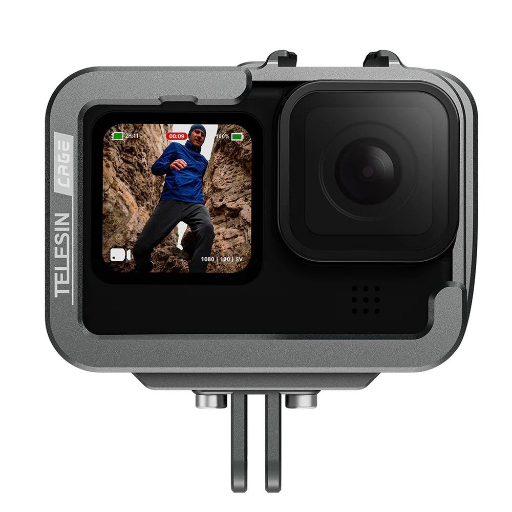 Telesin Gabbia metallica per GoPro 9/10/11/12, orizzontale+verticale