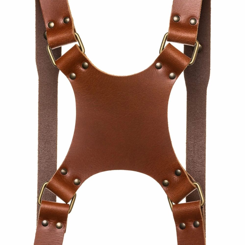 L'imbracatura per doppia fotocamera Hantler Cognac / Argento antico, Regular