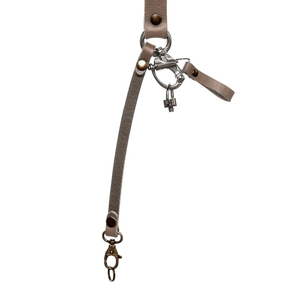 The Hantler Dual camera harness Stone Gray / Brass, Large