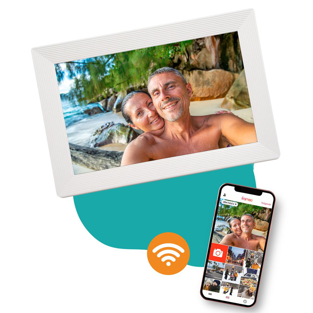 Pora&co Digital Photo Frame con WiFi & Frameo App 10 inch, bianco