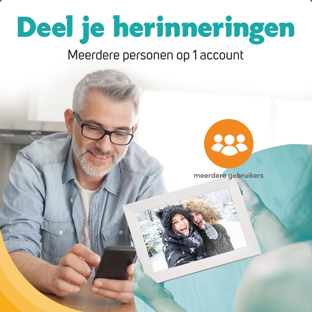 Pora&co Digital Photo Frame con WiFi & Frameo App 10 inch, bianco
