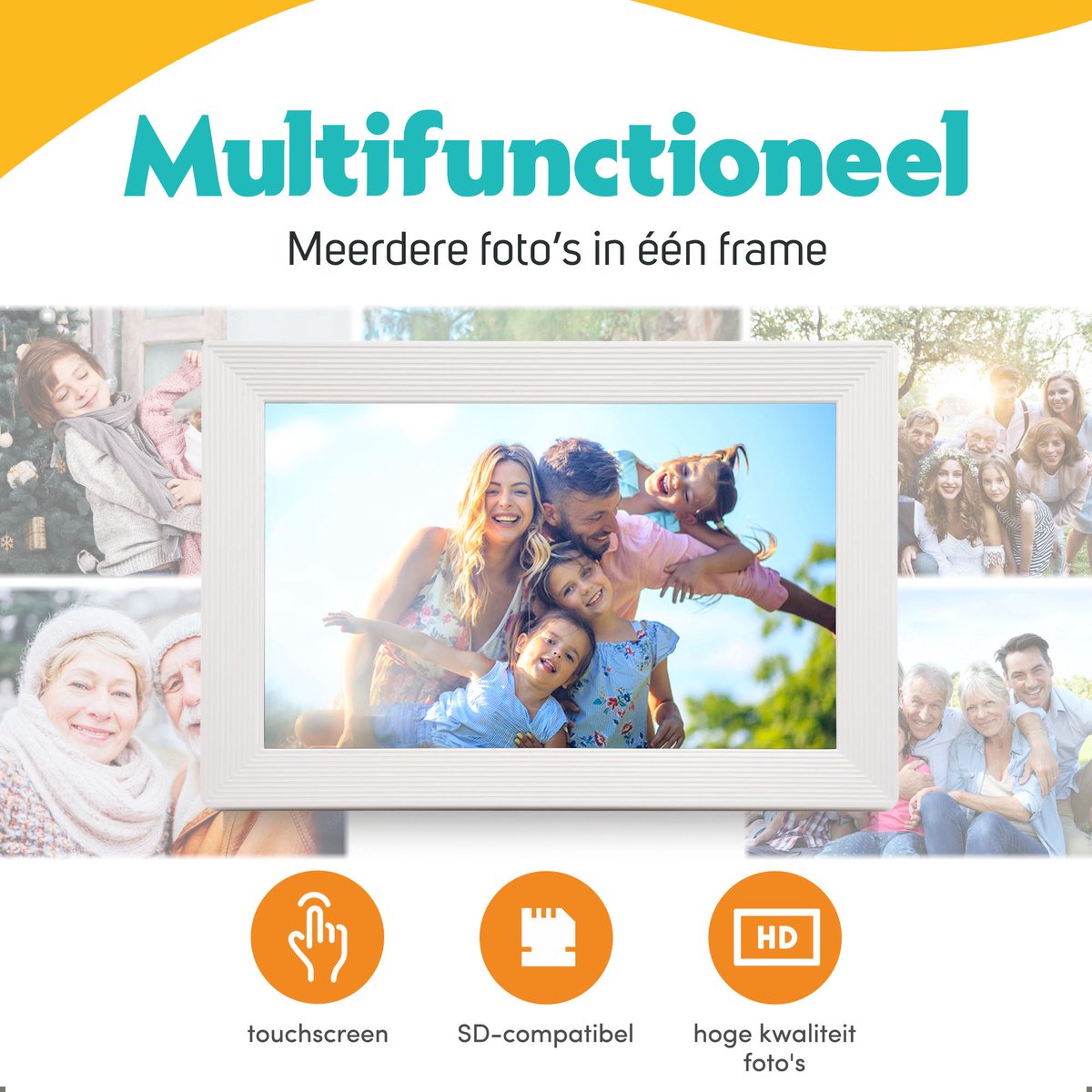 Pora&co Digital Photo Frame con WiFi & Frameo App 10 inch, bianco
