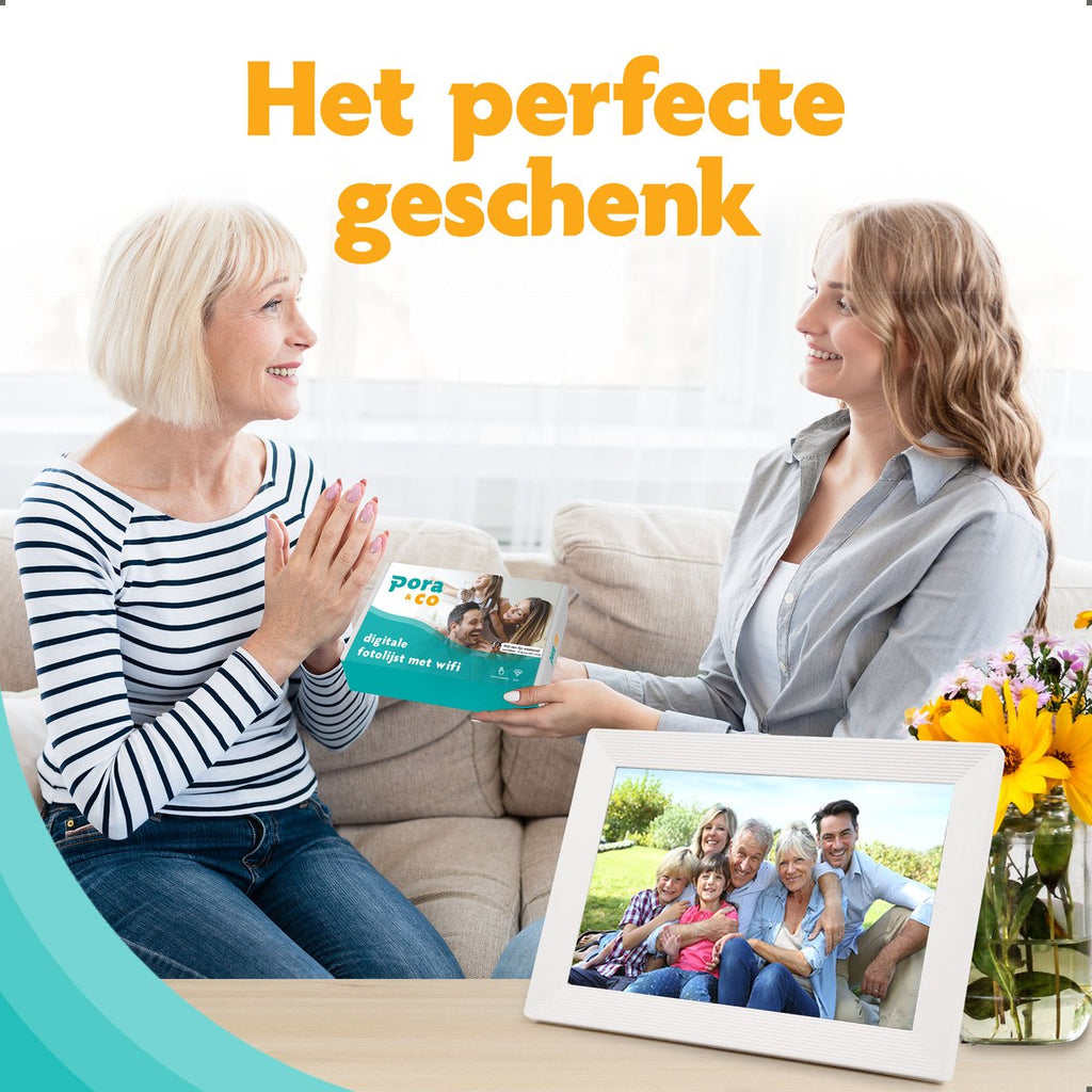Pora&co Digital Photo Frame con WiFi & Frameo App 10 inch, bianco