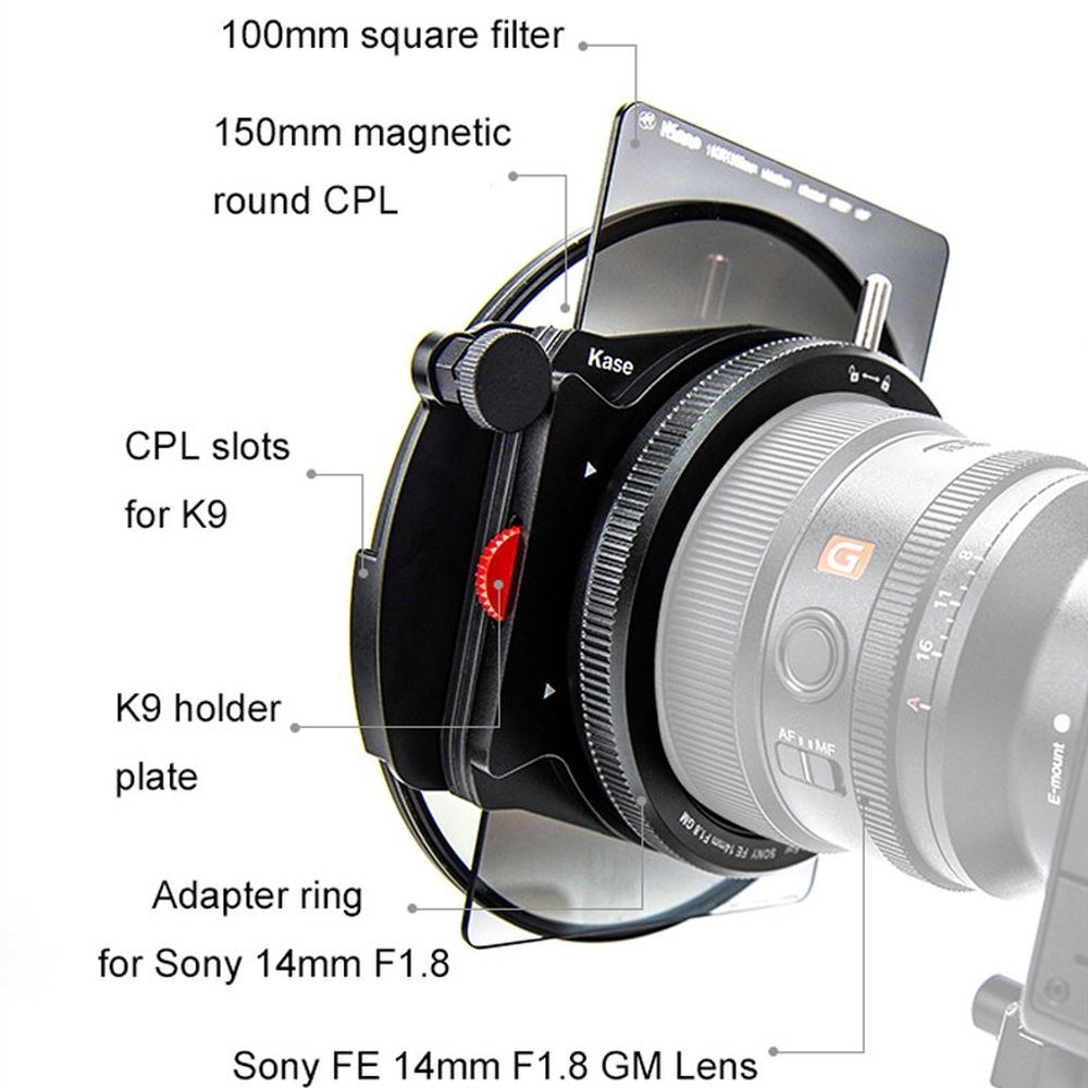 Kase K100 K9 Kit Sony 14mm F1.8 con CPL