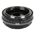 Adattatore per attacco obiettivo Vizelex Cine ND Throttle - SLR 35mm Canon FD e FL - Sony Alpha E-Attacco