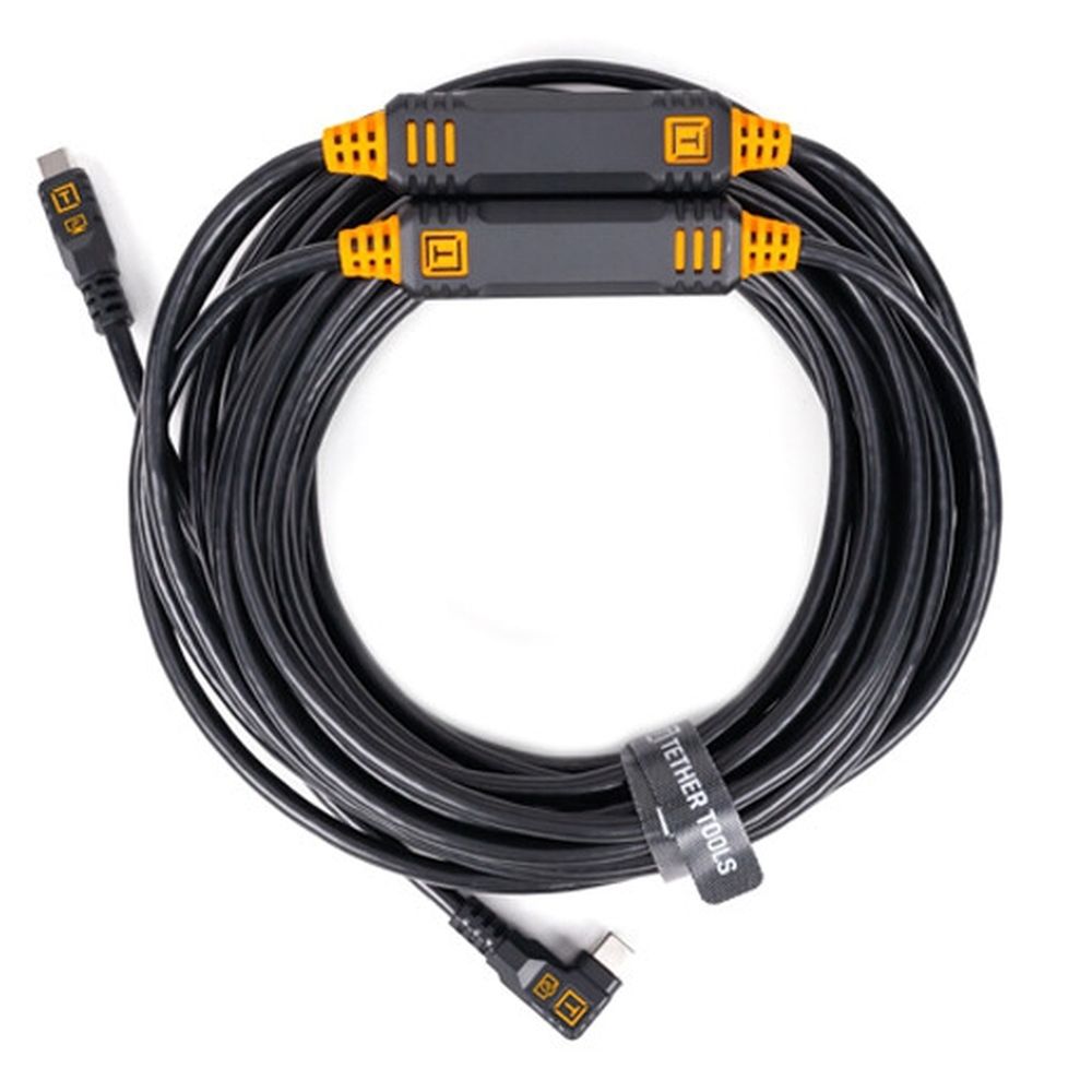 Tether Tools TetherGuard LeverLock & cable set, USB-C straight to USB-C angled, 9.4 m non-reflective black