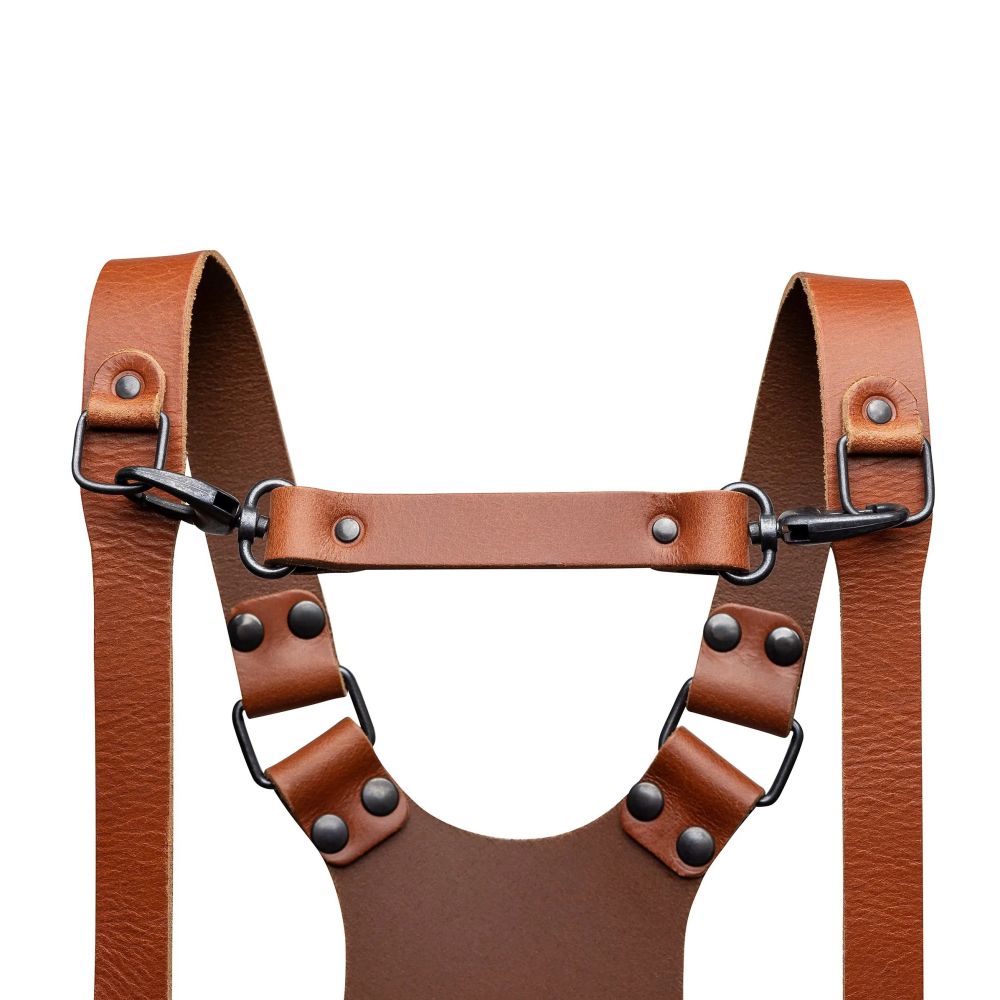 La cinghia pettorale Hantler Cognac / Ottone, grande 33 cm