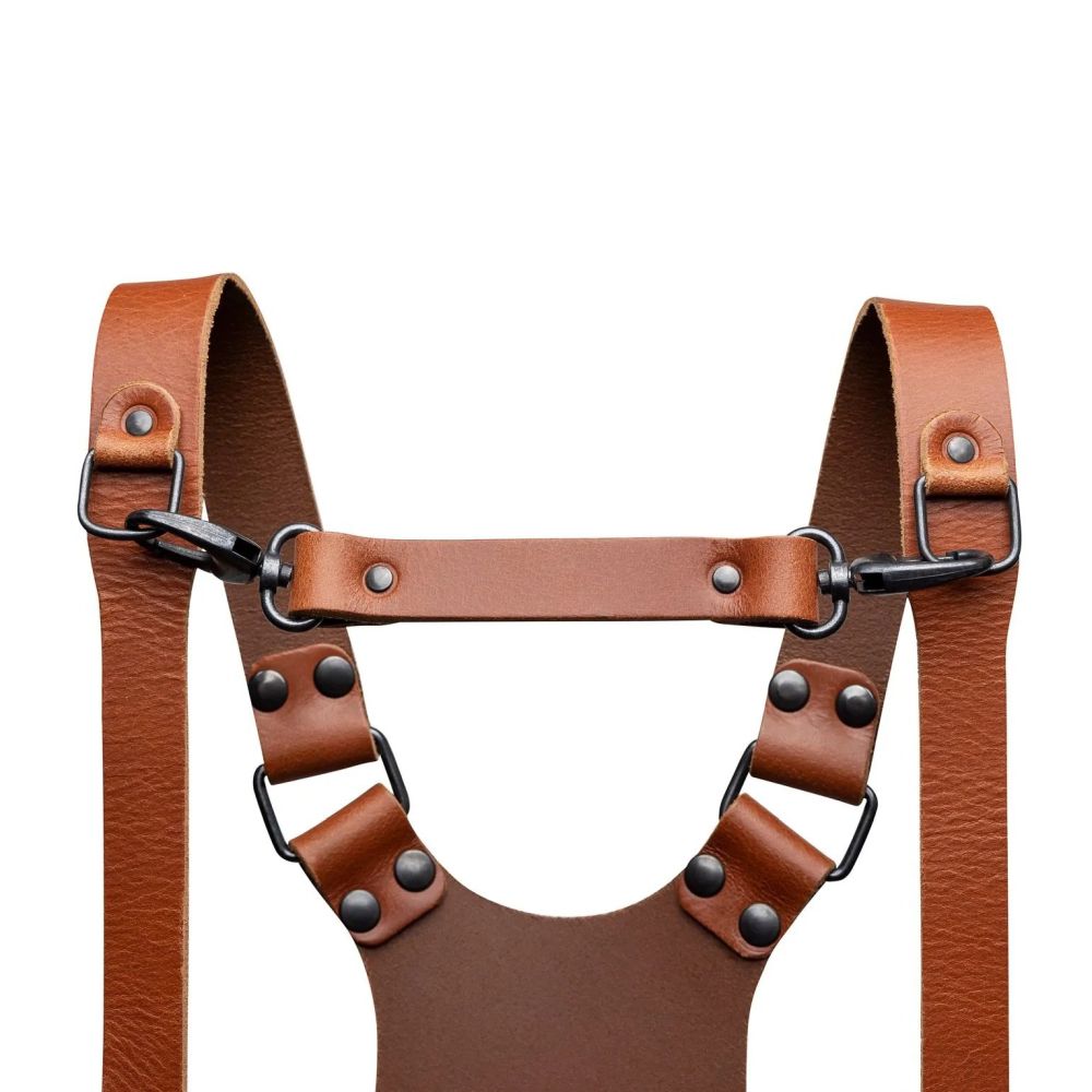 La tracolla Hantler Cognac / Argento vecchio, grande 33 cm