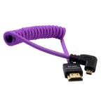 Kondor Blue Gerald Undone Cavo HDMI completo a micro-HDMI angolato 12"-24" arricciato (viola) - angolo sinistro (Sony/Fuji)