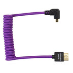 Kondor Blue Gerald Undone Cavo HDMI completo a micro-HDMI angolato 12"-24" arricciato (viola) - angolo sinistro (Sony/Fuji)