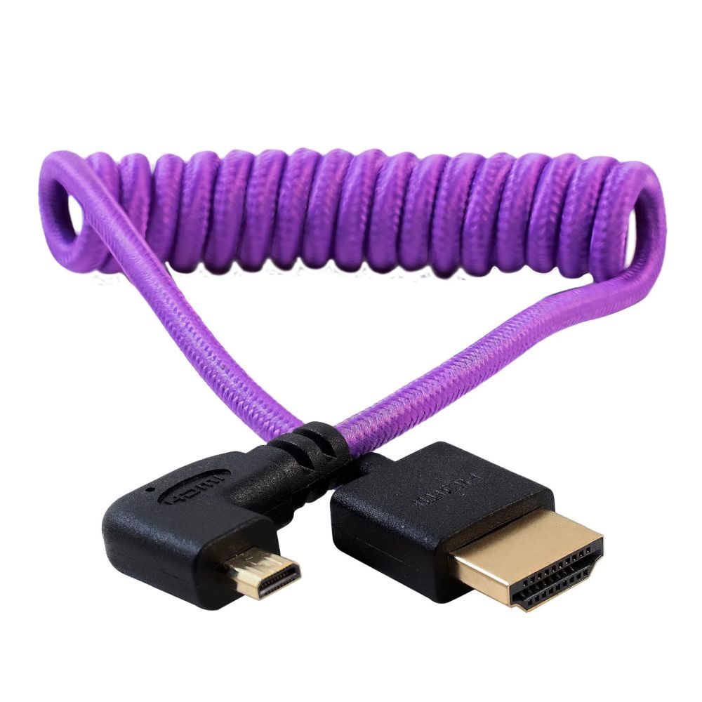 Kondor Blue Gerald Undone Cavo HDMI completo a micro-HDMI angolato 12"-24" arricciato (viola) - angolato (R5/R6)