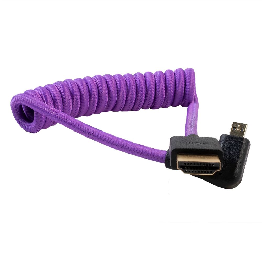 Kondor Blue Gerald Undone Cavo HDMI completo a micro-HDMI angolato 12"-24" arricciato (viola) - angolato (R5/R6)