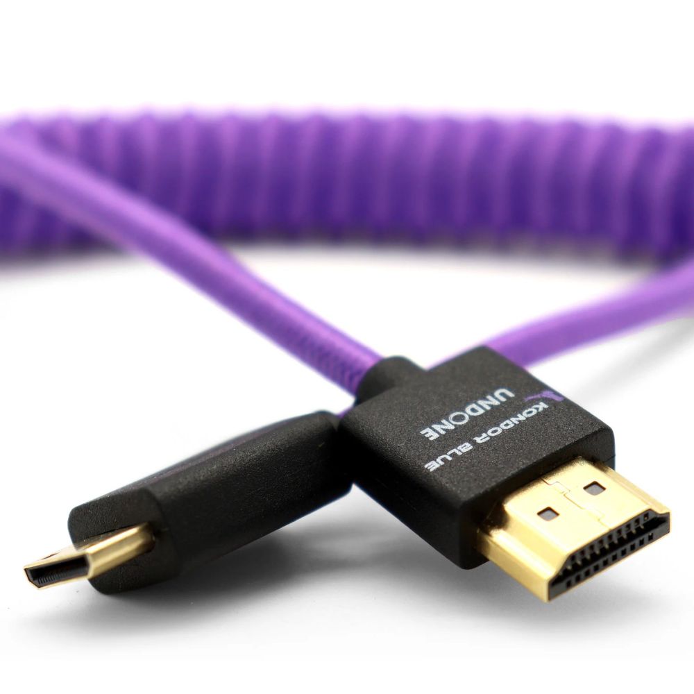 Kondor Blue Gerald Undone Cavo da Mini HDMI a Full HDMI 12"-24" arricciato, viola