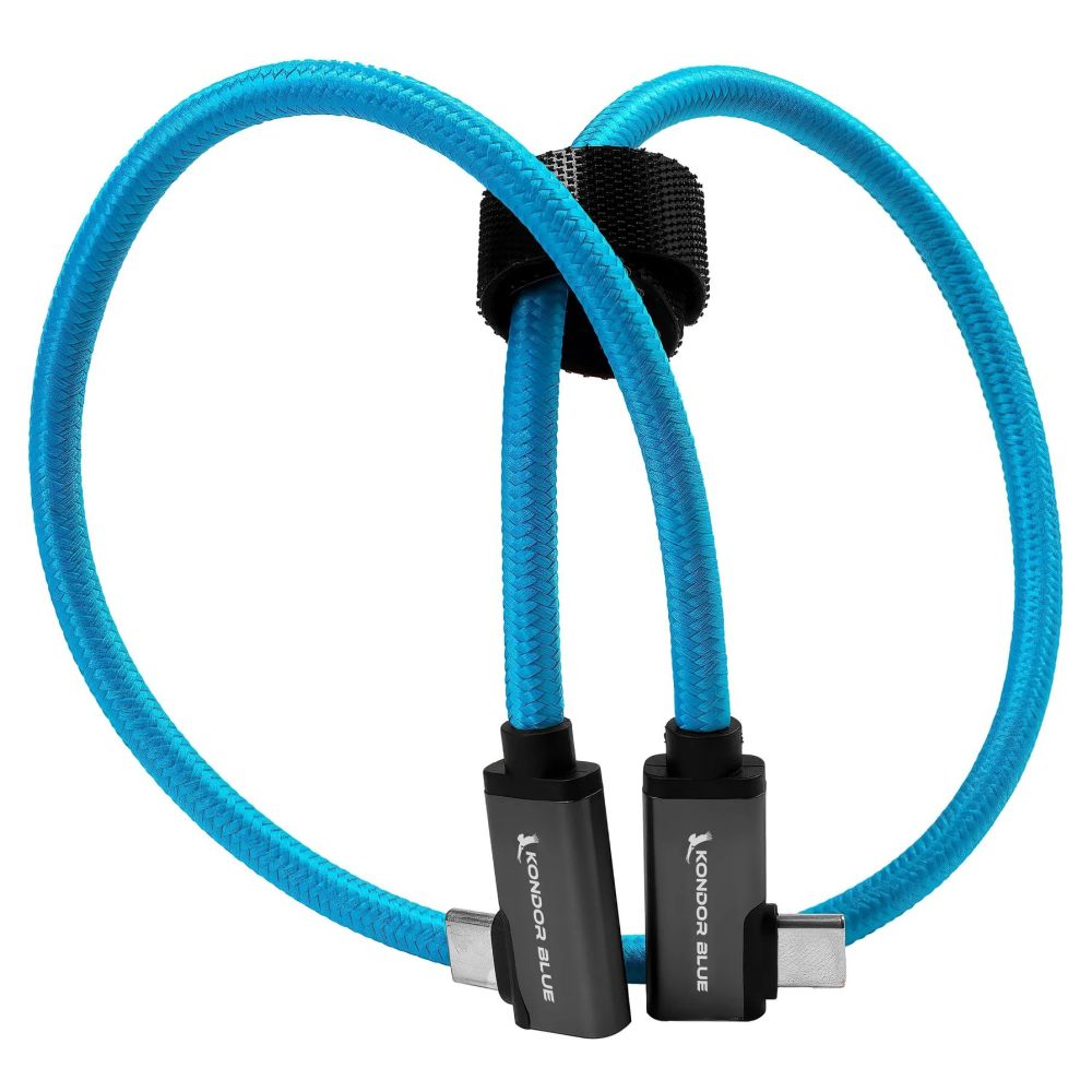 Cavo da USB C a USB C di Kondor Blue per la registrazione e la ricarica di SSD - 8K (2x angolato) (18")